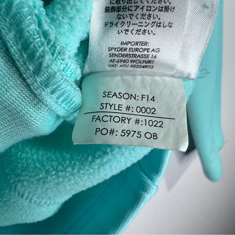 Spyder Core Sweater Fleece Jacket Medium Aqua Full Zip Performance - Picture 8 of 8